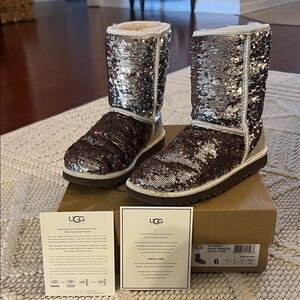 UGG Sparkling Silver Sequin Boots